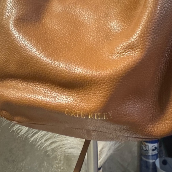 Brown Leather Crescent Shoulder Bag with Gold Accents - Picture 5 of 12